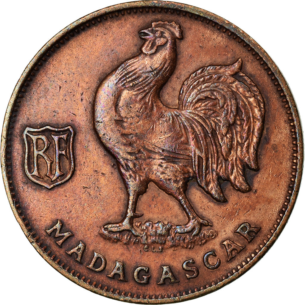 Madagascar, Franc, 1943, Pretoria, EF(40-45), Bronze, KM:2