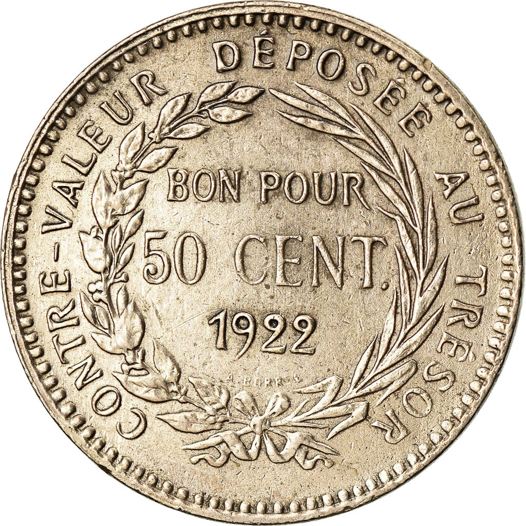 Coin, Martinique, 50 Centimes, 1922, Paris, EF(40-45), Copper-nickel, KM:40