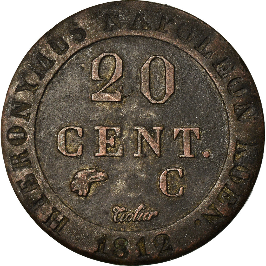 Coin, German States, WESTPHALIA, Jerome, 20 Centimes, 1812, Cassel, VF(30-35)