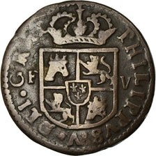 Moneda, España, Philip V, Seiseno, 1710, Valencia, BC+, Cobre, KM:248