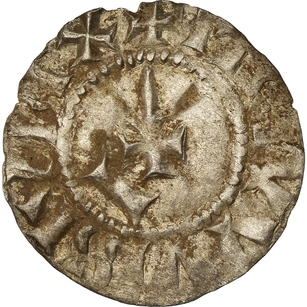 Moneta, Francia, Louis IV d'Outremer, Denarius, 970-980, Langres, BB, Argento