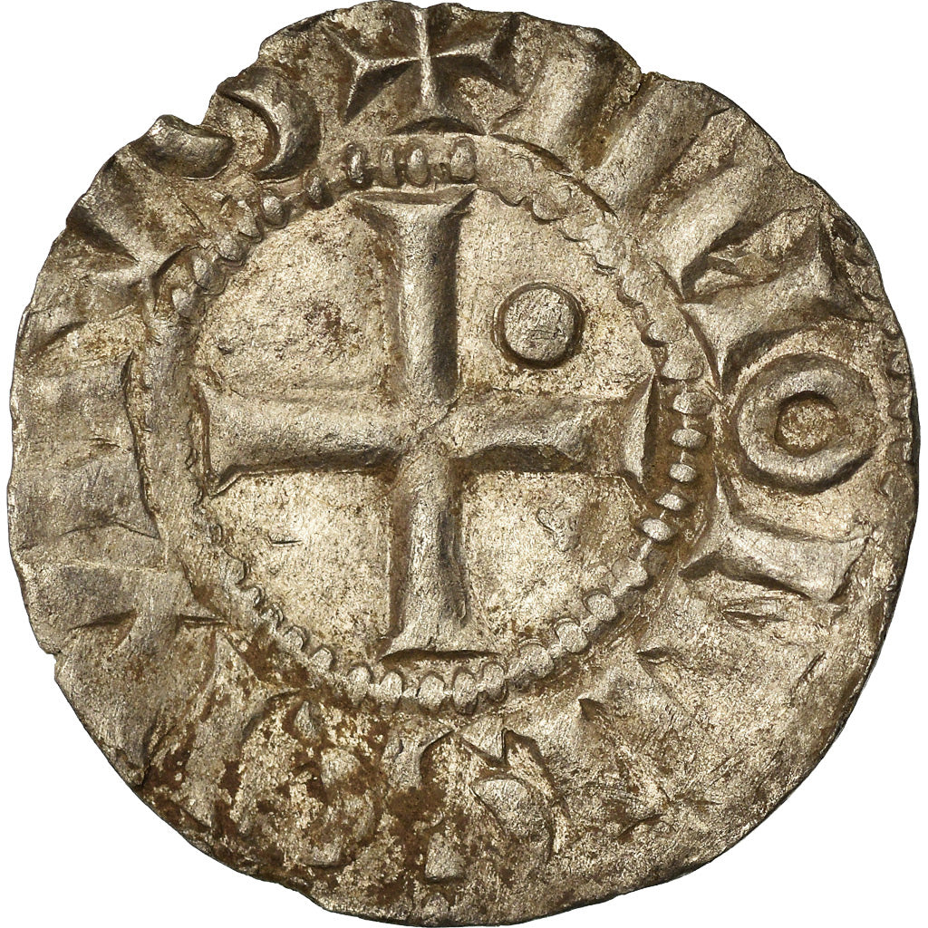 Moneta, Francia, Louis IV d'Outremer, Denarius, 970-980, Langres, BB, Argento