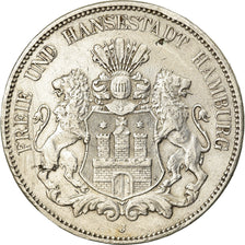 Moneda, Estados alemanes, HAMBURG, 5 Mark, 1907, Hamburg, MBC, Plata, KM:610