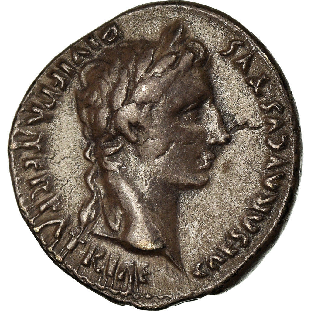 Coin, Augustus, Denarius, Lyon - Lugdunum, AU(50-53), Silver, RIC:207