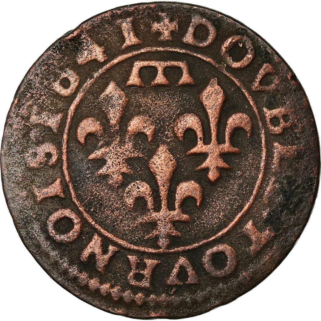 Coin, France, Gaston d'Orléans, Double Tournois, 1641, Trévoux, VF(30-35)