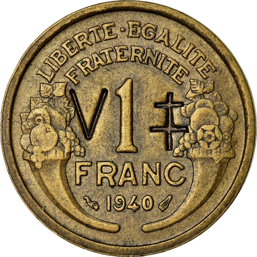 Münze, Frankreich, Morlon, Franc, 1940, Paris, Countermark V and Lorraine