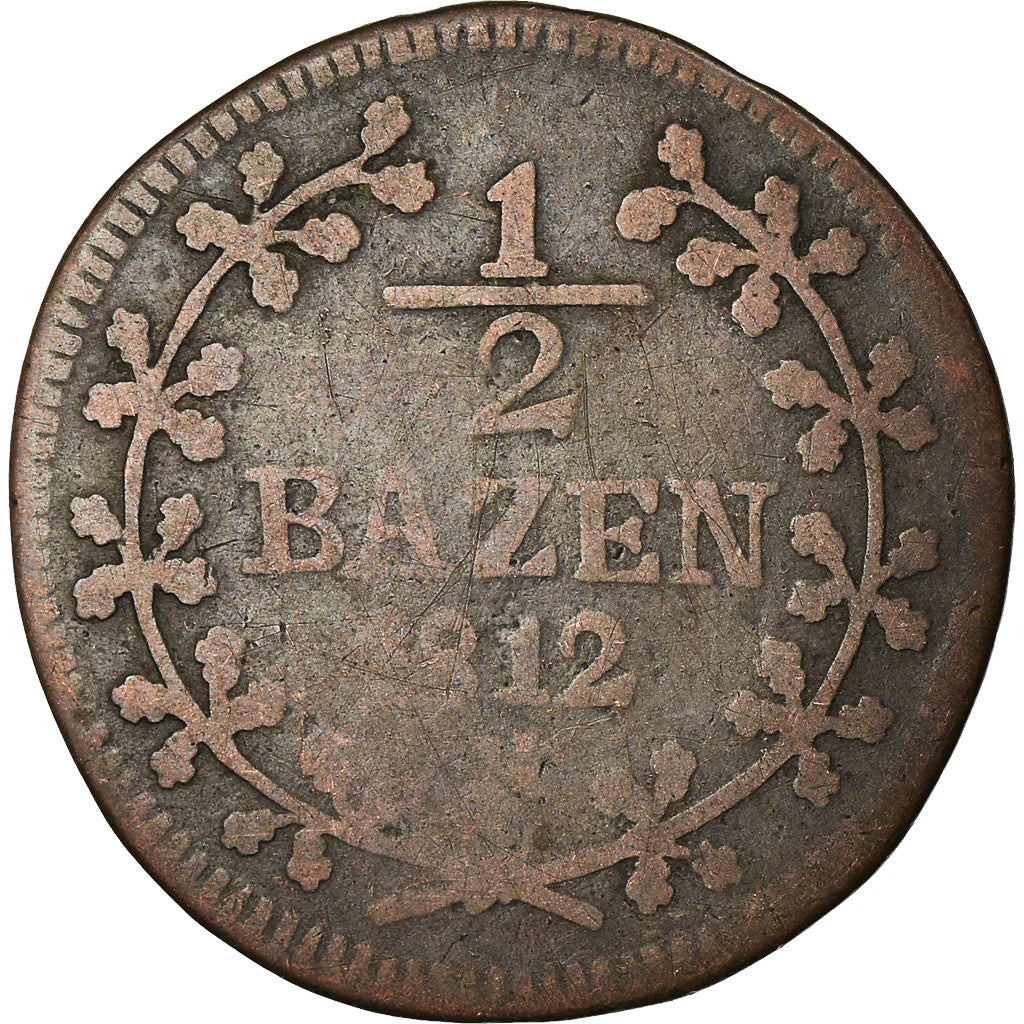 Coin, SWISS CANTONS, SAINT GALL, 1/2 Batzen, 1812, VF(20-25), Billon, KM:103
