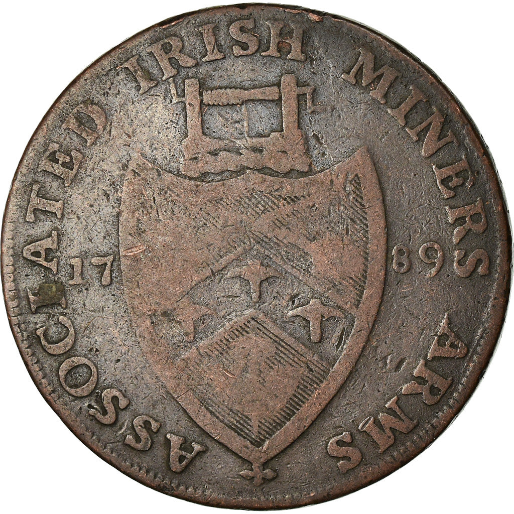 Coin, Ireland, Wicklow, Halfpenny Token, 1789, Cronebane, VF(20-25), Copper