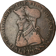 Moneda, Gran Bretaña, Halfpenny Token, 1795, BC+, Cobre