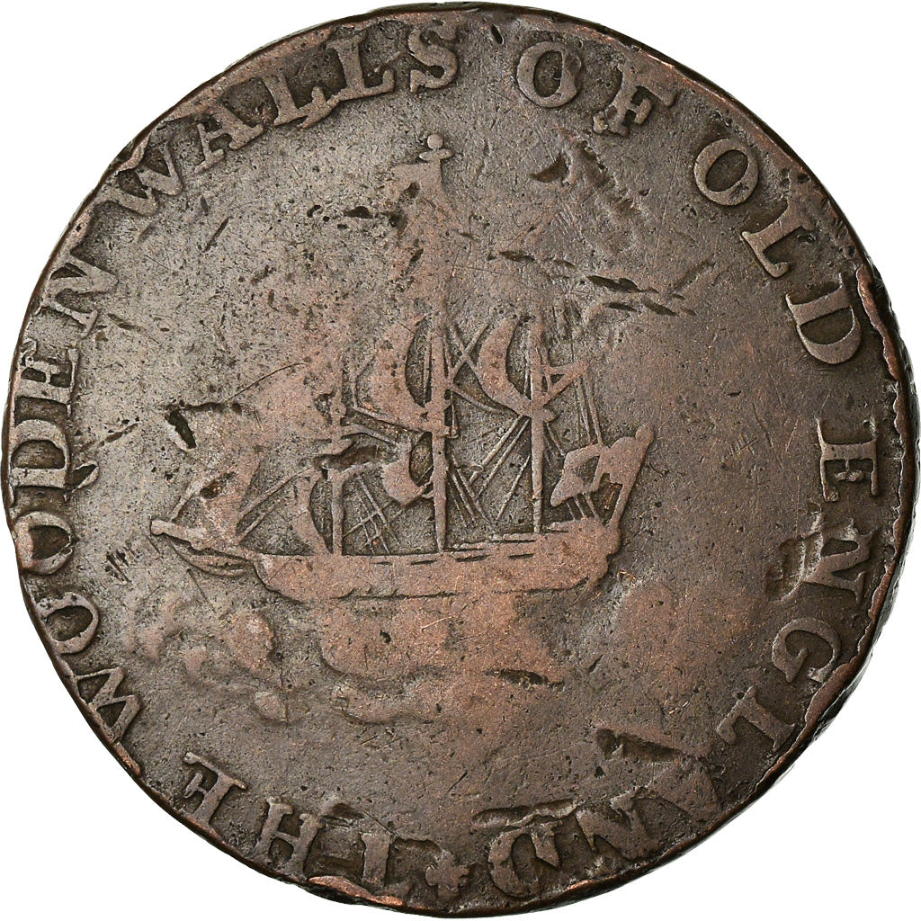Moneda, Gran Bretaña, Halfpenny Token, 1795, BC+, Cobre