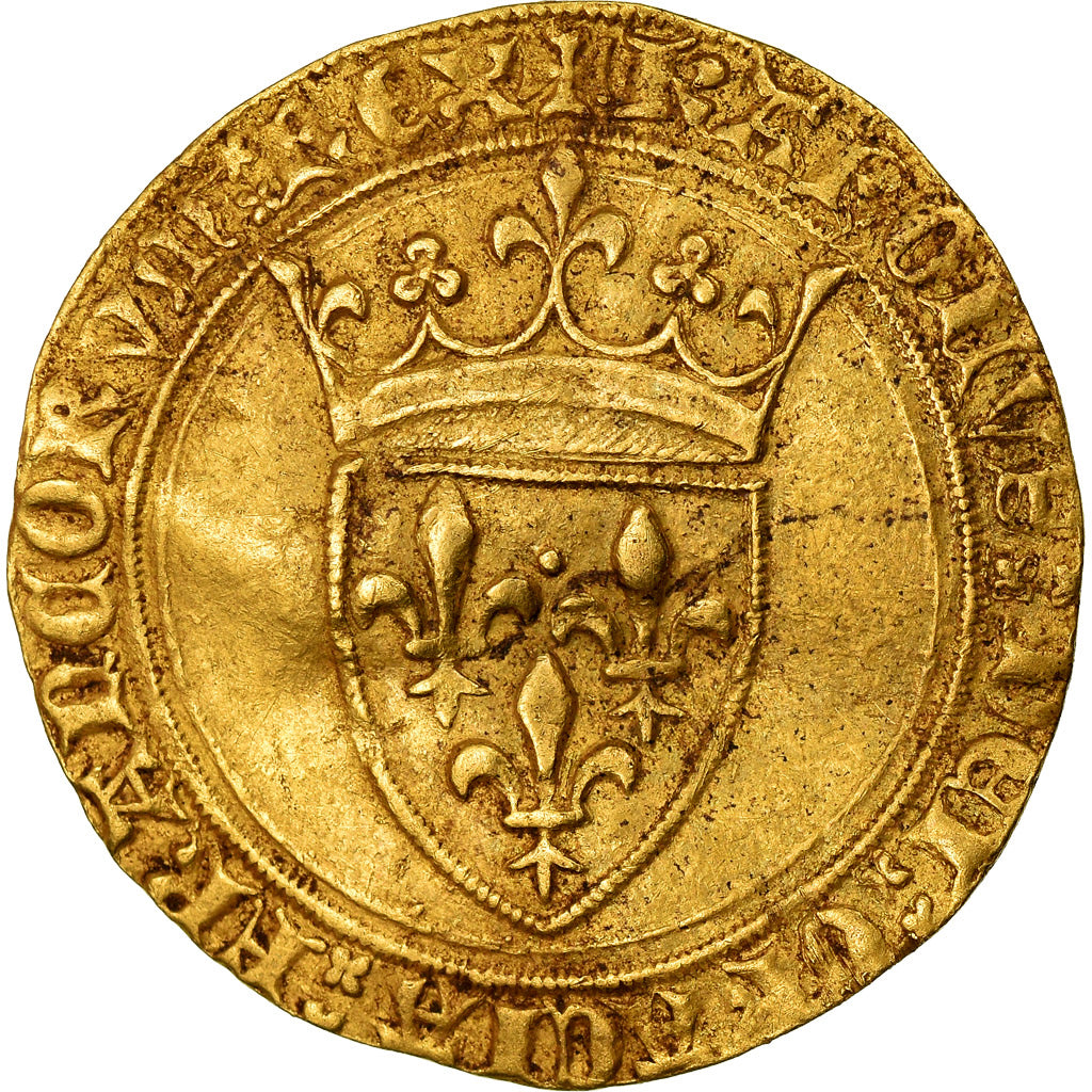 Munten, Frankrijk, Charles VI, Ecu d'or, Paris, ZF, Goud, Duplessy:369B