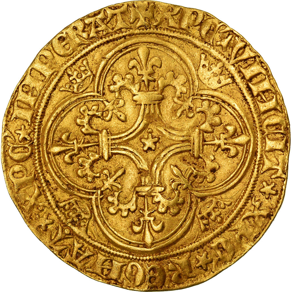 Munten, Frankrijk, Charles VI, Ecu d'or, Paris, ZF, Goud, Duplessy:369B