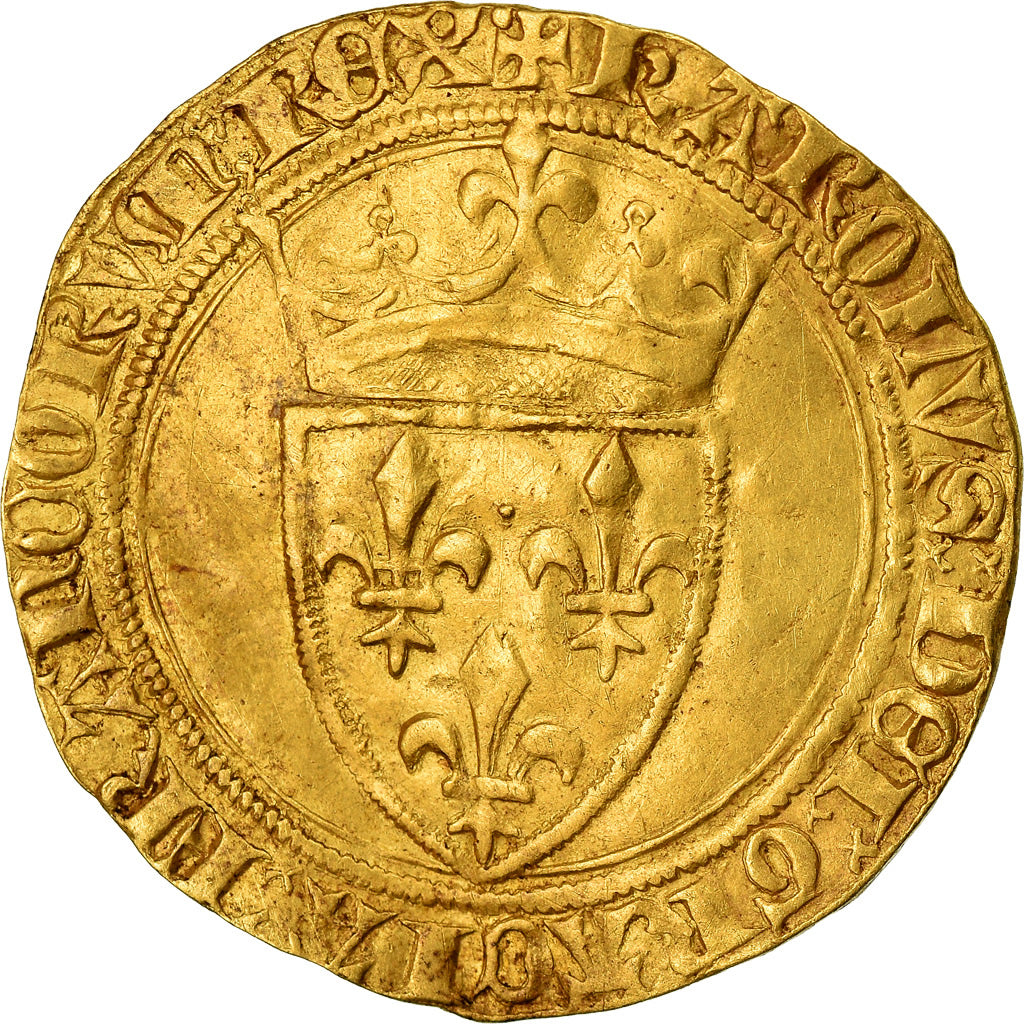Monnaie, France, Charles VI, Ecu d'or, Atelier incertain, TTB, Or, Duplessy:369