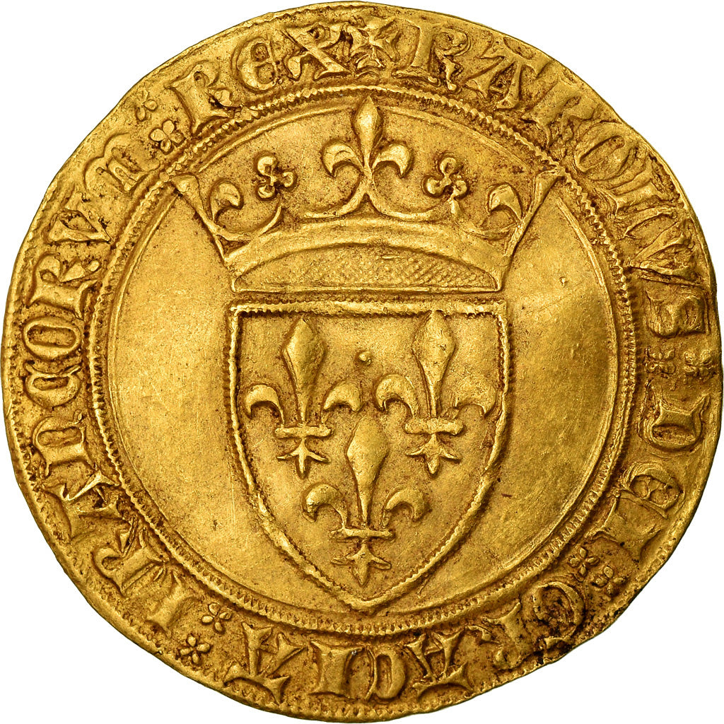 Coin, France, Charles VI, Ecu d'or, Uncertain Mint, AU(50-53), Gold