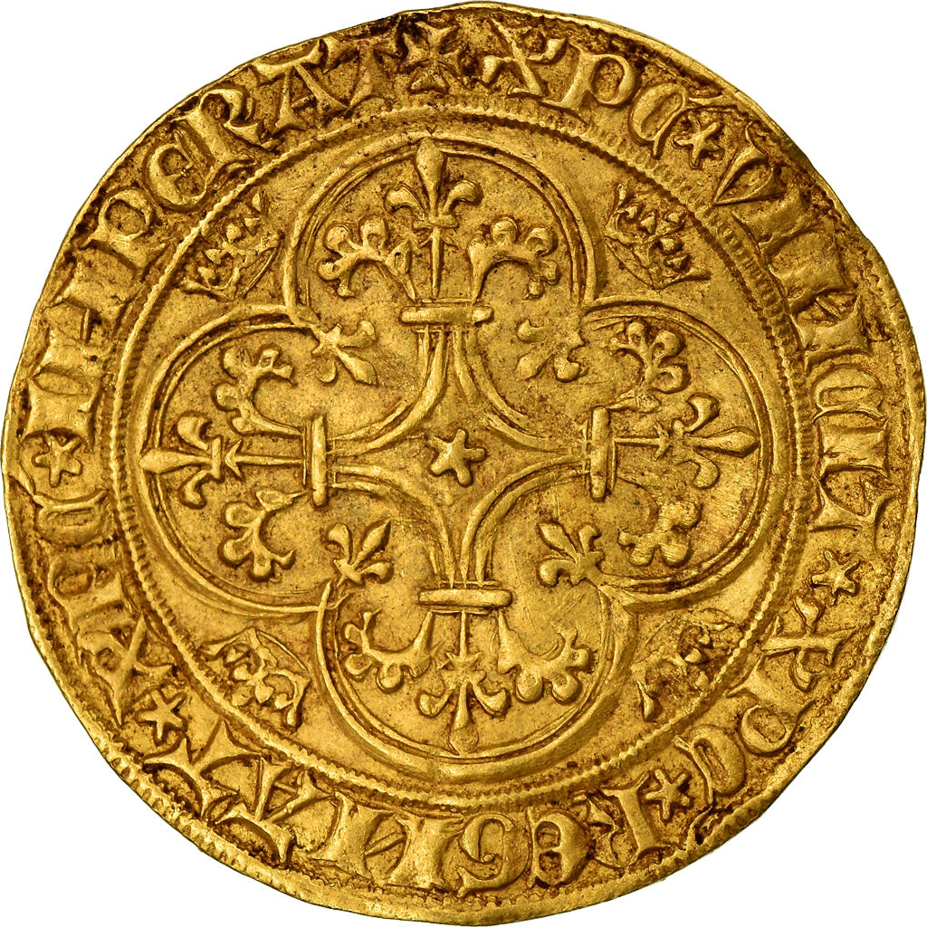 Coin, France, Charles VI, Ecu d'or, Uncertain Mint, AU(50-53), Gold