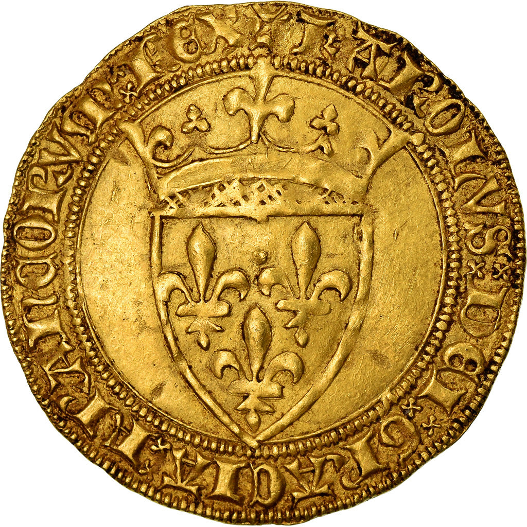 Moneda, Francia, Charles VI, Ecu d'or, Uncertain Mint, MBC+, Oro, Duplessy:369