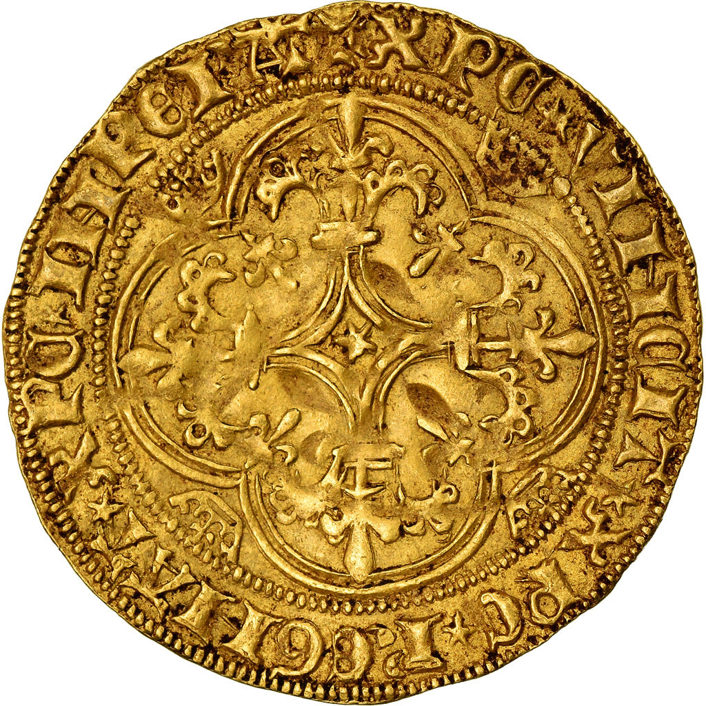 Moneda, Francia, Charles VI, Ecu d'or, Uncertain Mint, MBC+, Oro, Duplessy:369