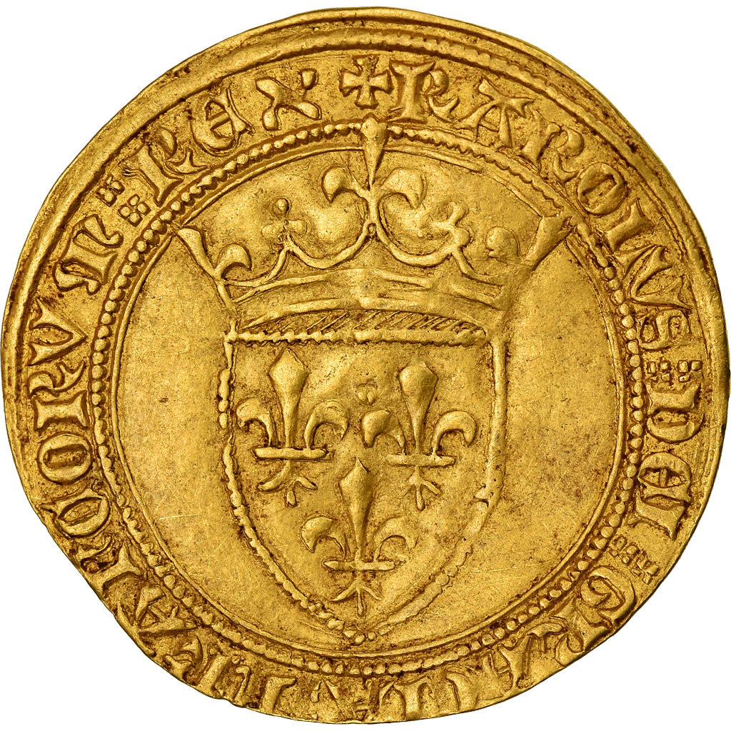 Monnaie, France, Charles VI, Ecu d'or, Atelier incertain, TTB+, Or, Duplessy:369