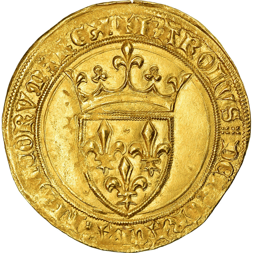 Coin, France, Charles VI, Ecu d'or, Uncertain Mint, AU(55-58), Gold
