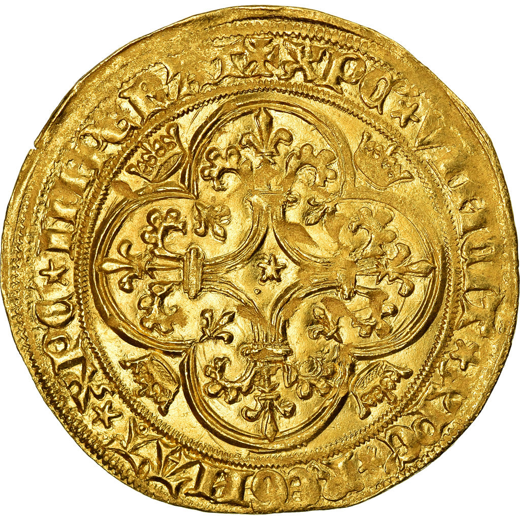 Coin, France, Charles VI, Ecu d'or, Uncertain Mint, AU(55-58), Gold