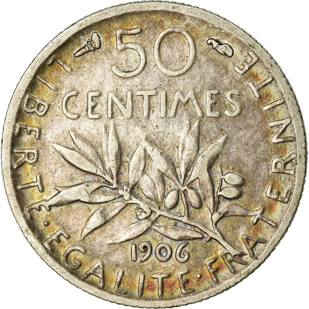 Coin, France, Semeuse, 50 Centimes, 1906, Paris, EF(40-45), Silver, KM:854