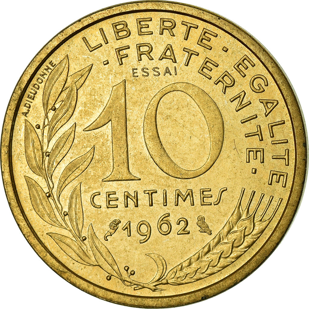 Coin, France, 10 Centimes, 1962, ESSAI, MS(64), Aluminum-Bronze, KM:E108