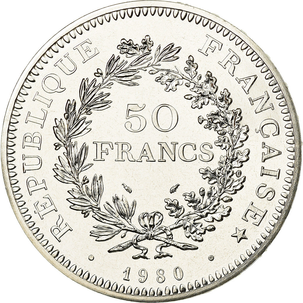 Moneta, Francia, Hercule, 50 Francs, 1980, Paris, FDC, Argento, KM:941.1