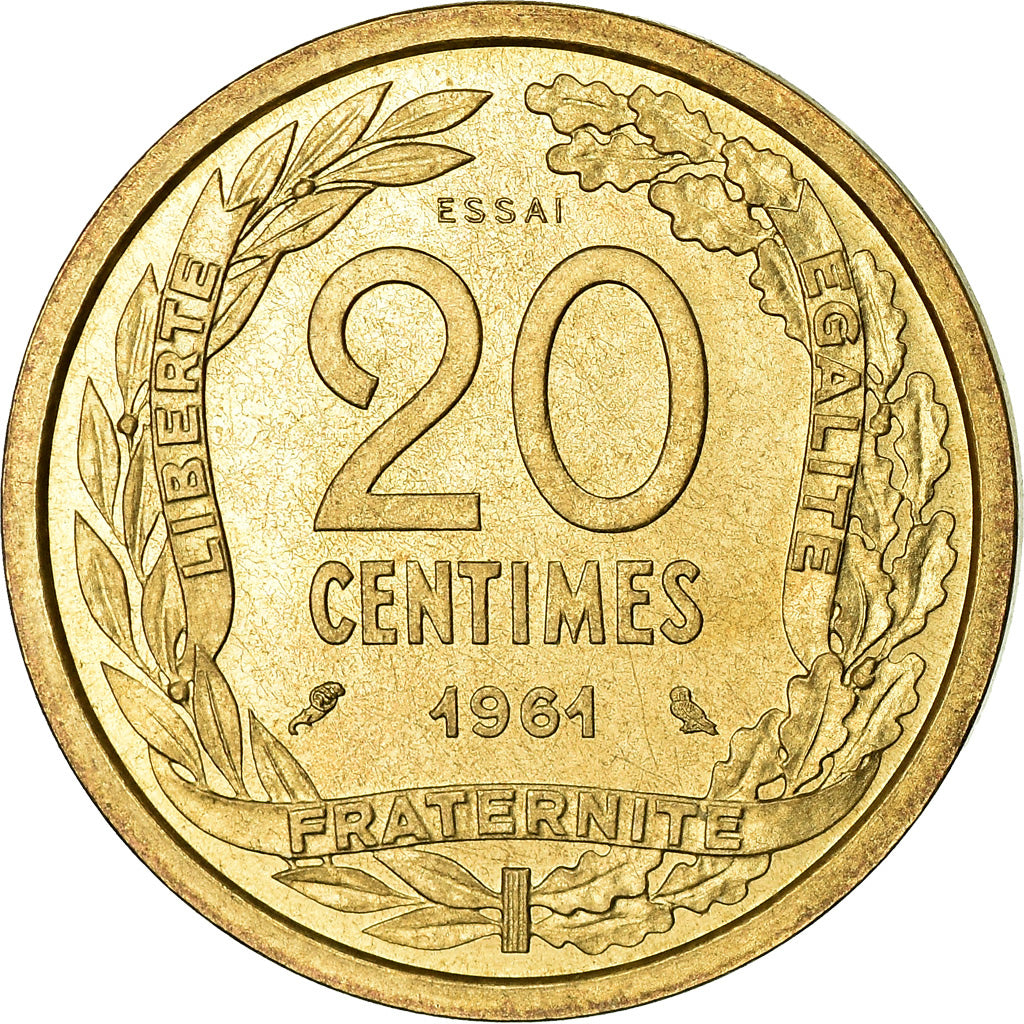 Munten, Frankrijk, Essai de Robert, 20 Centimes, 1961, Paris, ESSAI, UNC-