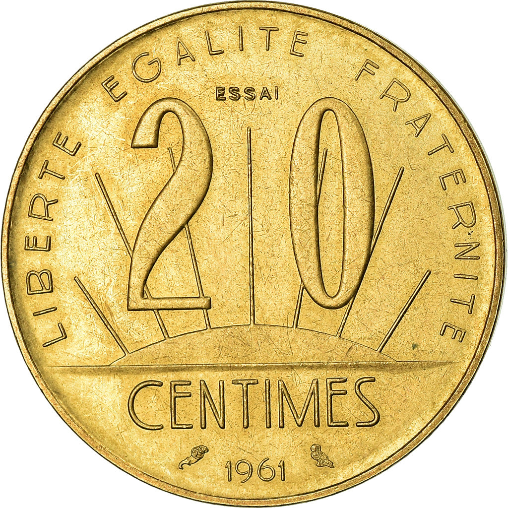 Monnaie, France, Essai de Rousseau, 20 Centimes, 1961, Paris, ESSAI, SPL