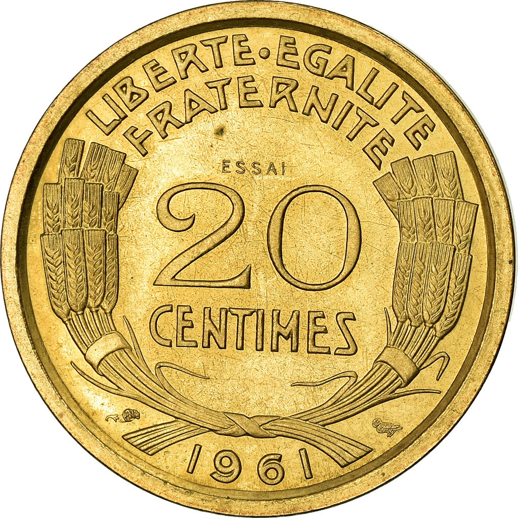 Coin, France, Essai de Cochet, 20 Centimes, 1961, Paris, ESSAI, MS(63)