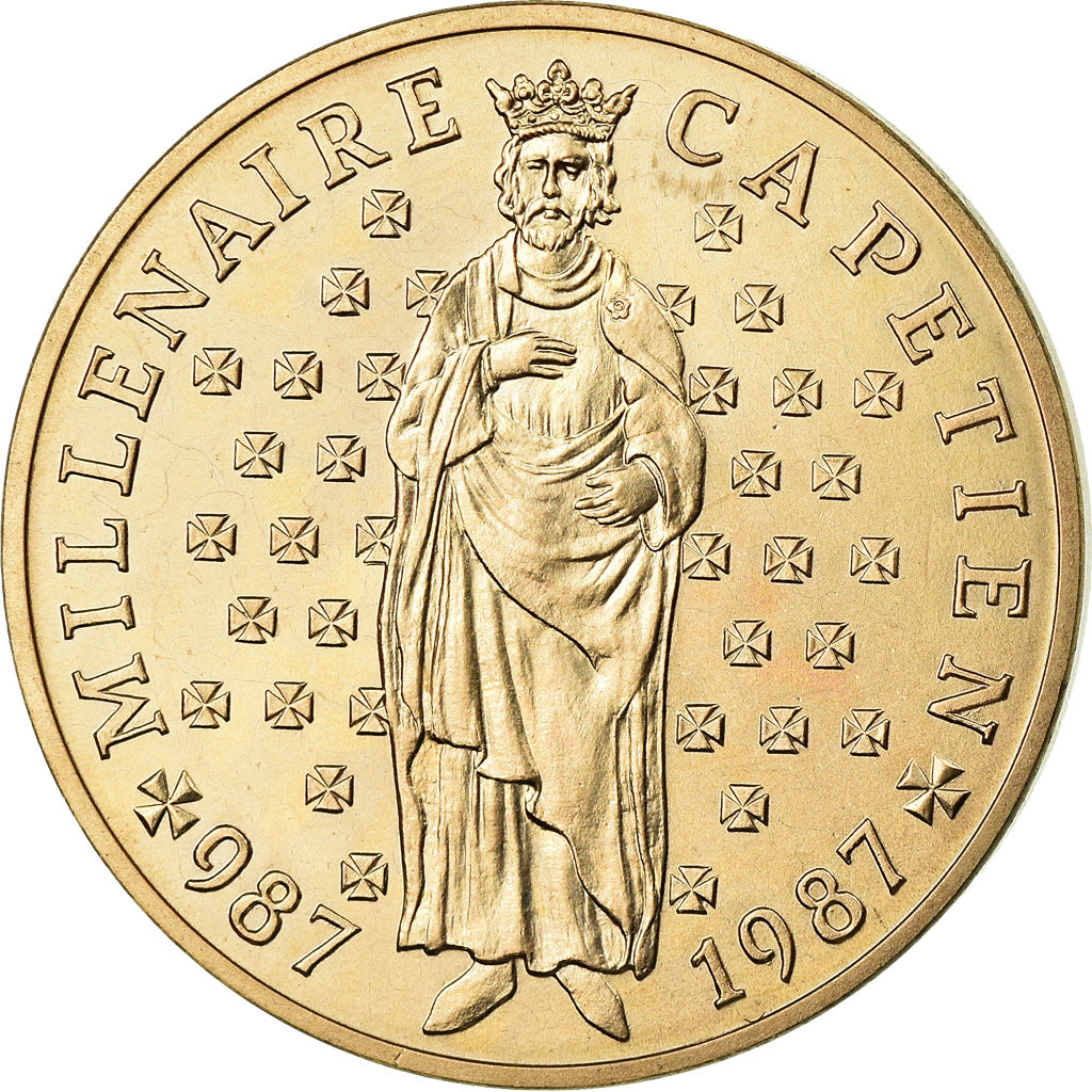 Coin, France, Hugues Capet, 10 Francs, 1987, ESSAI, MS(65-70), Nickel-Bronze
