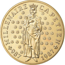 Coin, France, Hugues Capet, 10 Francs, 1987, ESSAI, MS(65-70), Nickel-Bronze