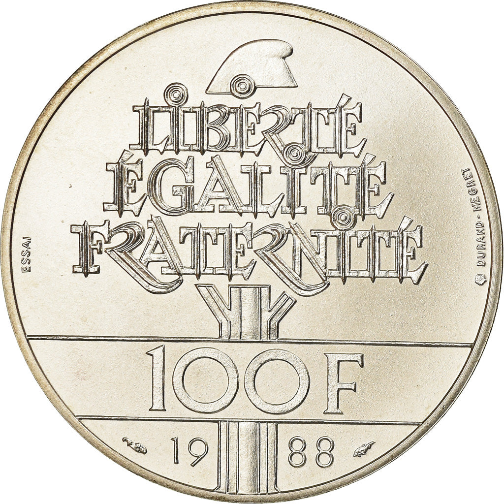 Coin, France, Fraternité, 100 Francs, 1988, Paris, ESSAI, MS(63), Silver