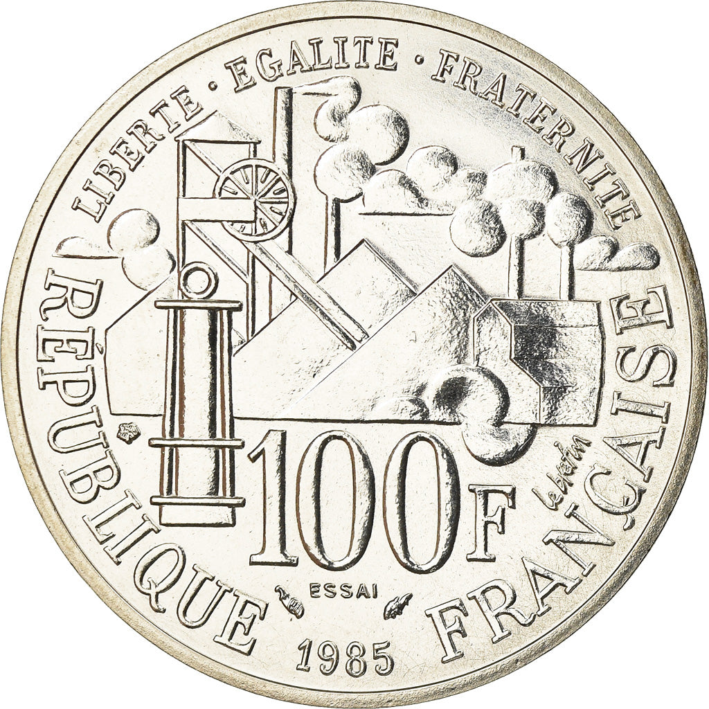 Coin, France, 100 Francs, 1985, Paris, ESSAI, MS(63), Silver, KM:E131