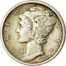 Coin, United States, Mercury Dime, Dime, 1917, U.S. Mint, San Francisco
