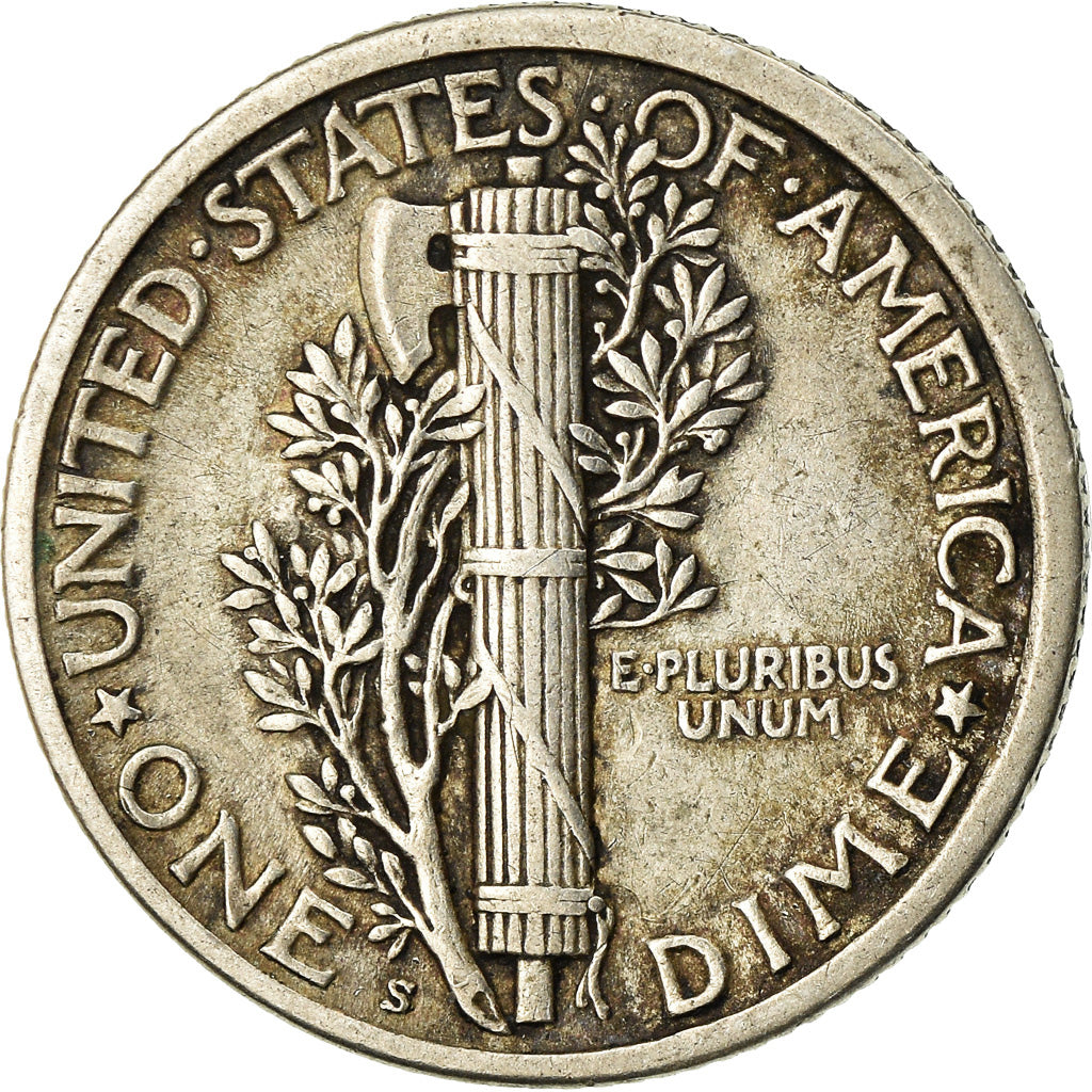 Coin, United States, Mercury Dime, Dime, 1917, U.S. Mint, San Francisco