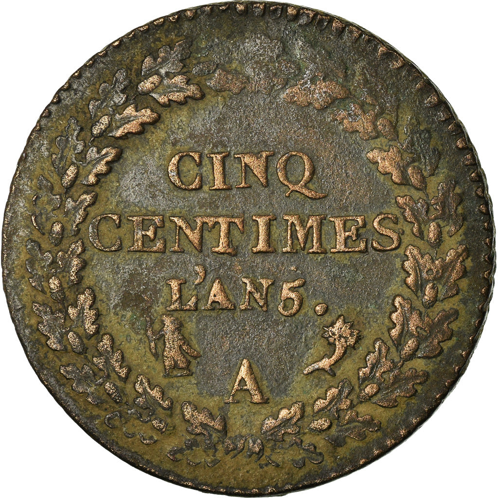 Monnaie, France, Dupré, 5 Centimes, AN 5, Paris, TB+, Bronze, Gadoury:126