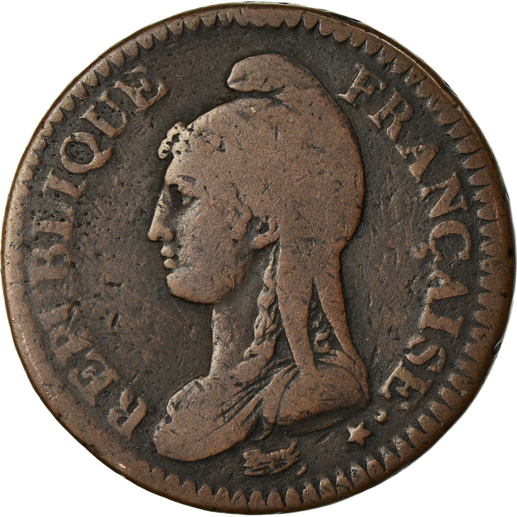 Moneta, Francia, Dupré, 2 Décimes, AN 4, Paris, MB, Bronzo, KM:638.1