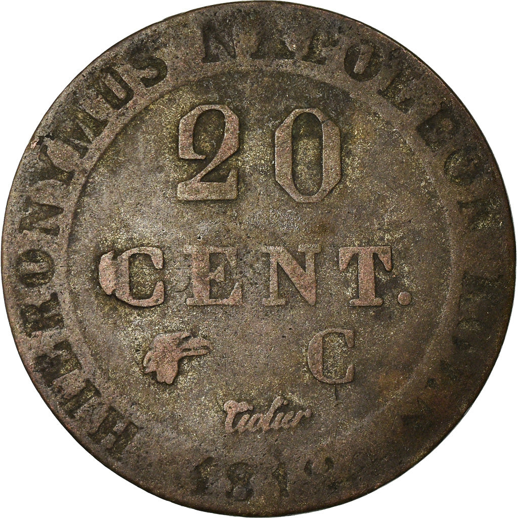 Coin, German States, WESTPHALIA, Jerome, 20 Centimes, 1812, Cassel, VF(20-25)