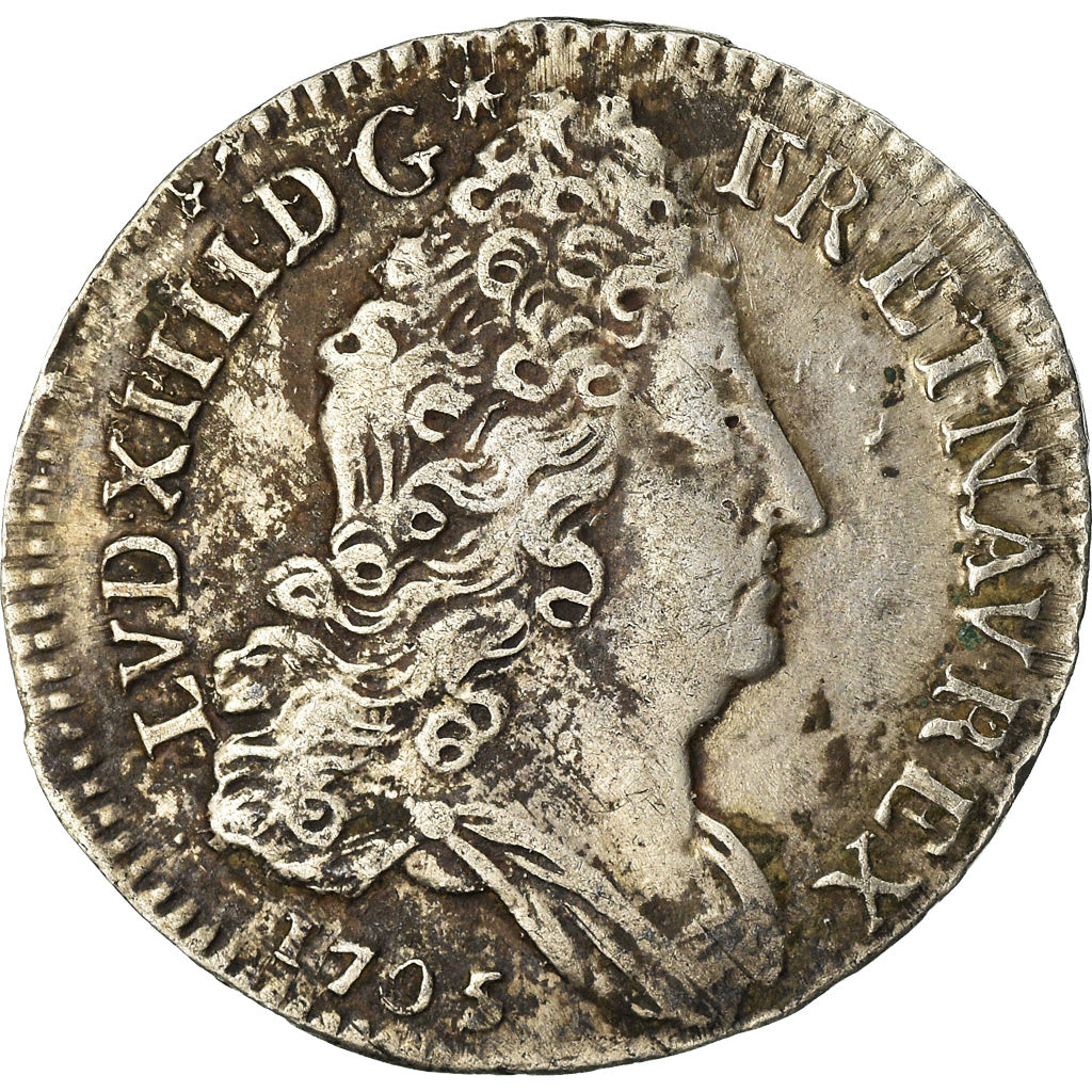 Moneda, Francia, Louis XIV, 10 Sols aux insignes, 10 Sols-1/8 Ecu, 1705, Lyon