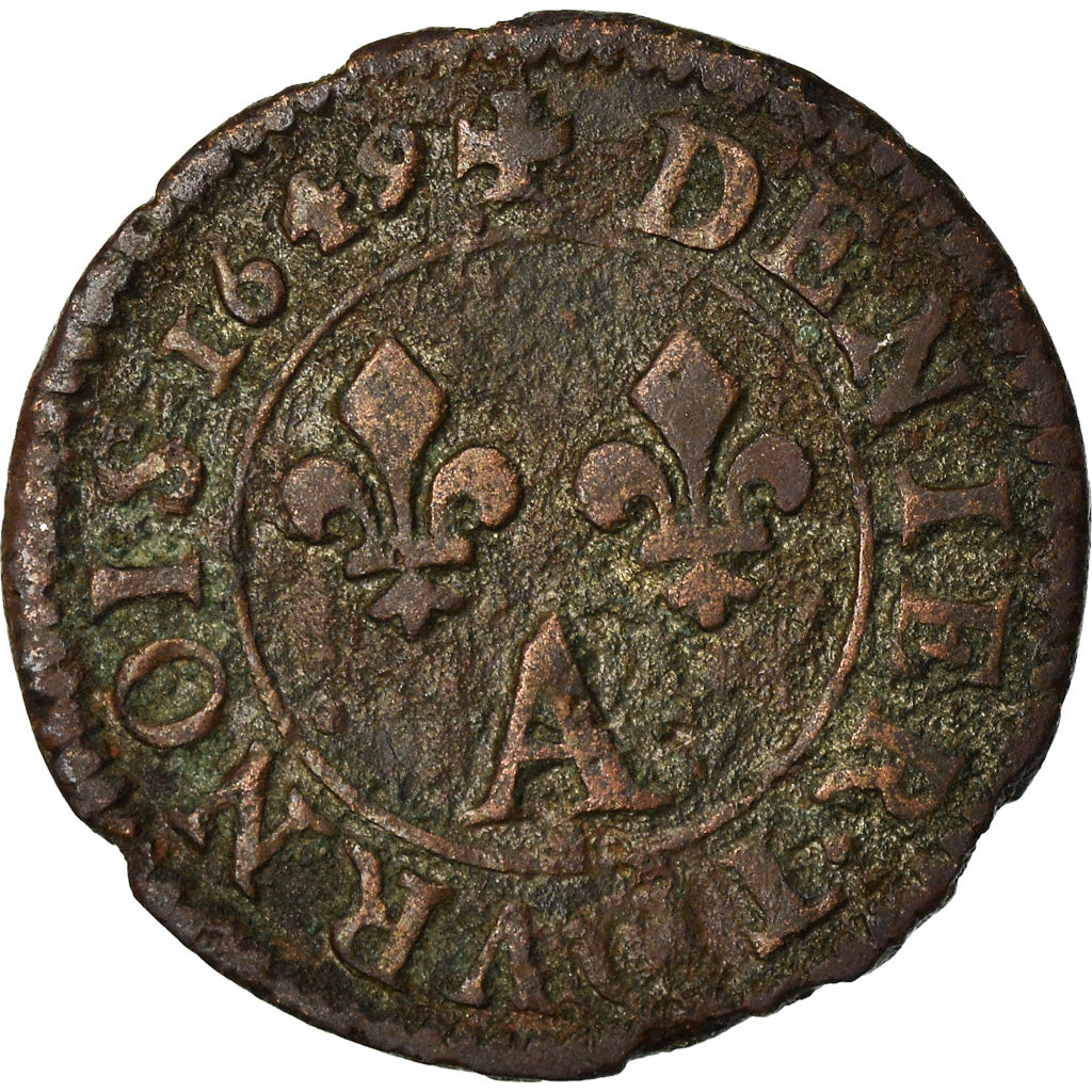 Monnaie, France, Louis XIV, Denier tournois, Denier Tournois, 1649
