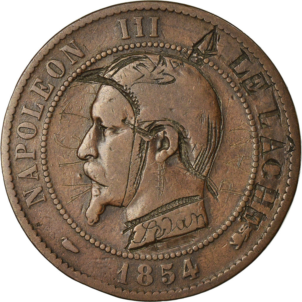 Coin, France, Napoleon III, Napoléon III, 10 Centimes, 1854, Lyon, Satirique