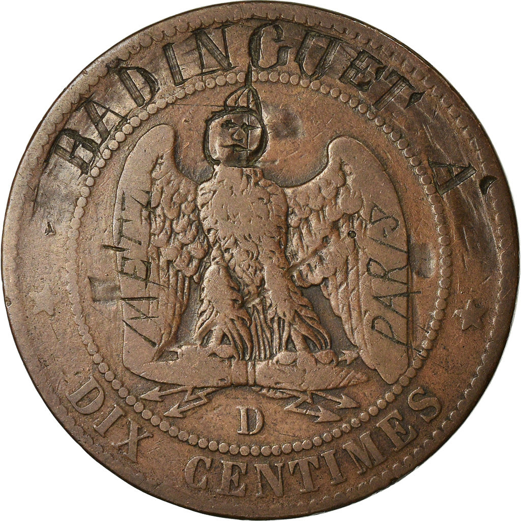 Coin, France, Napoleon III, Napoléon III, 10 Centimes, 1854, Lyon, Satirique