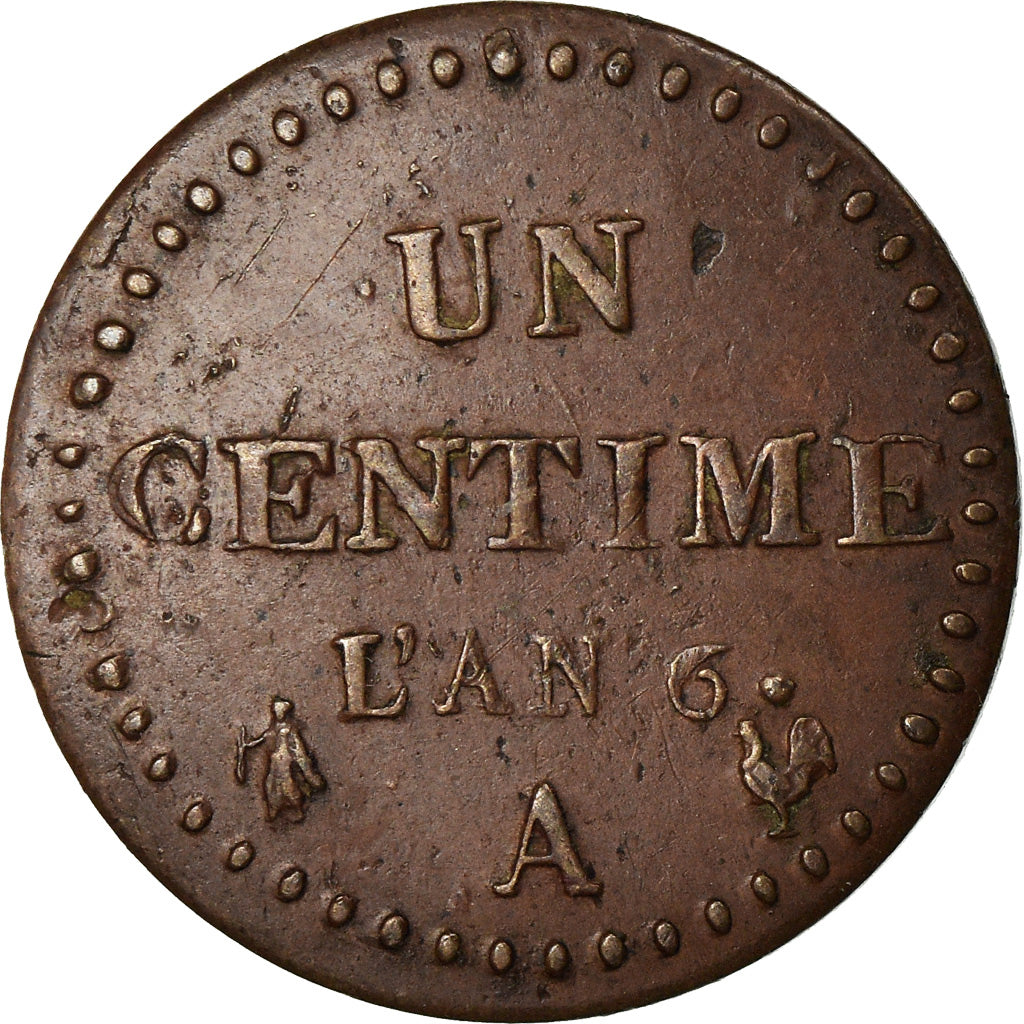 Coin, France, Dupré, Centime, AN 6, Paris, EF(40-45), Bronze, KM:646