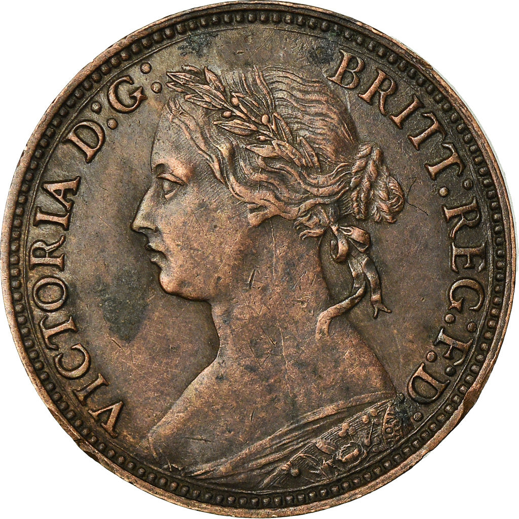 Coin, Great Britain, Victoria, Farthing, 1874, AU(55-58), Bronze, KM:753
