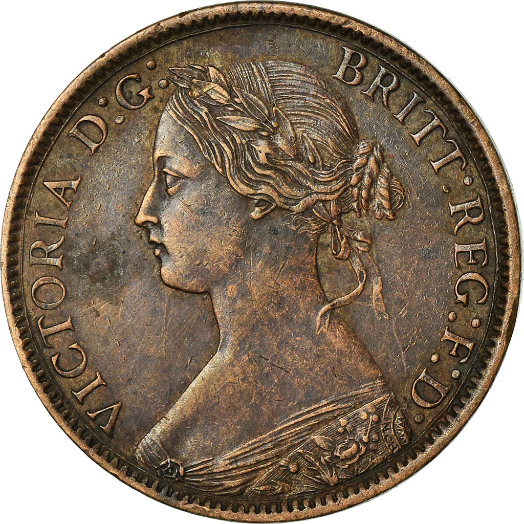 Coin, Great Britain, Victoria, Farthing, 1861, AU(50-53), Bronze, KM:747.2