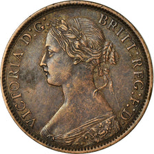 Coin, Great Britain, Victoria, Farthing, 1861, AU(50-53), Bronze, KM:747.2
