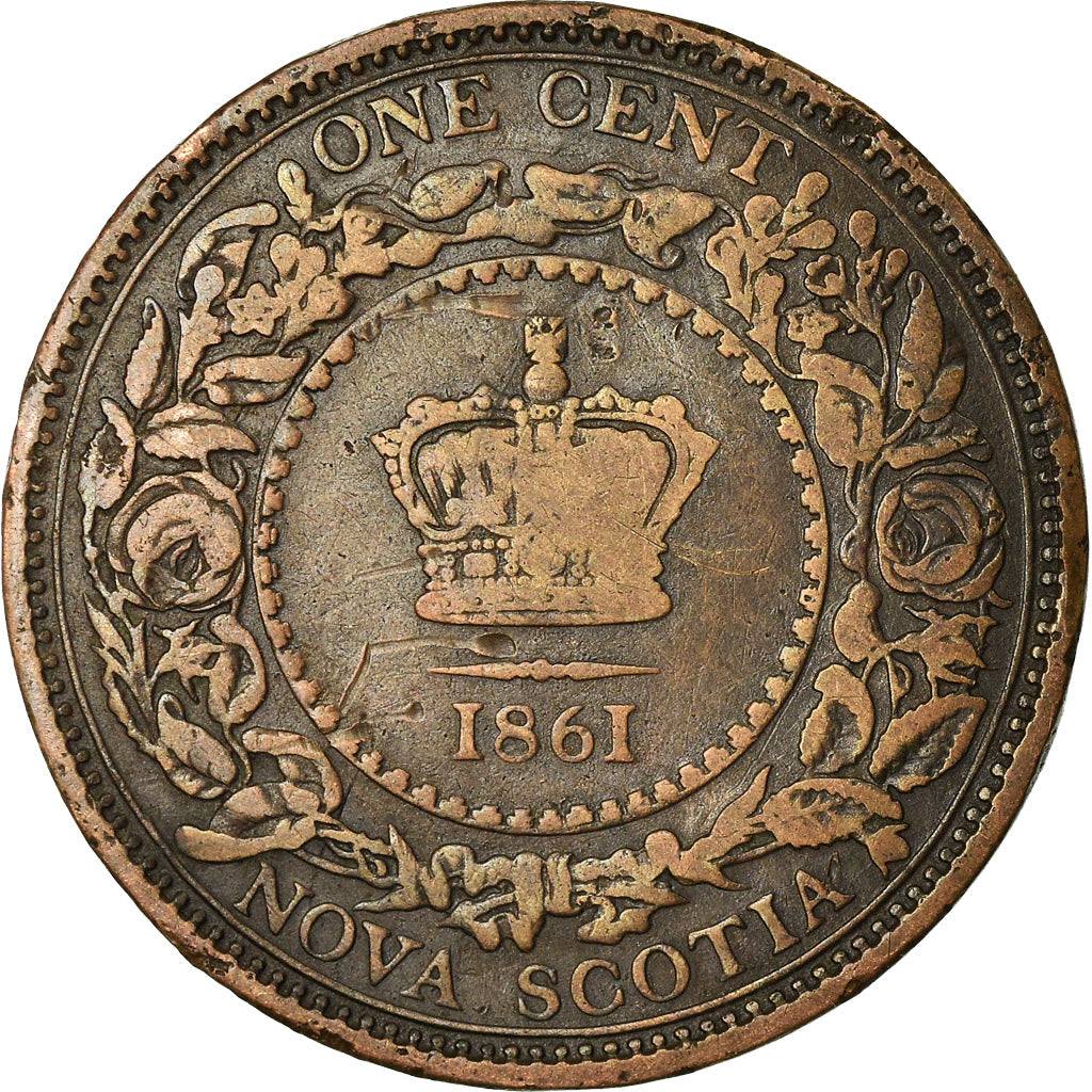 Coin, NOVA SCOTIA, Cent, 1861, Royal Canadian Mint, Ottawa, VF(30-35), Bronze