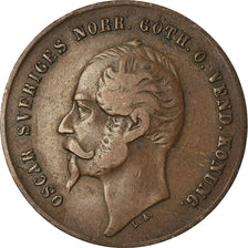 Coin, Sweden, Oscar I, 2 Öre, 1858, EF(40-45), Bronze, KM:688