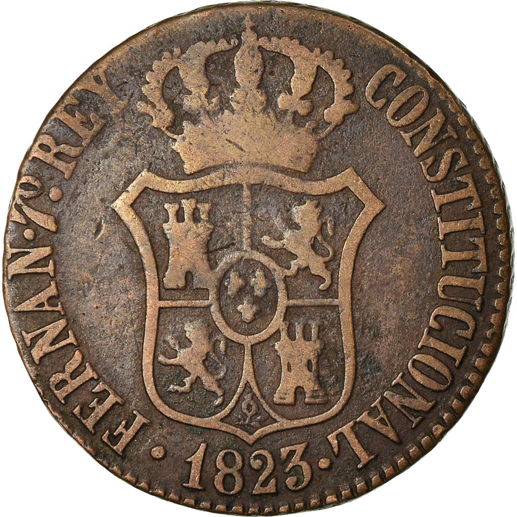 Moneda, España, BARCELONA, Ferdinand (Fernando) VII, 3 Quartos, 1823